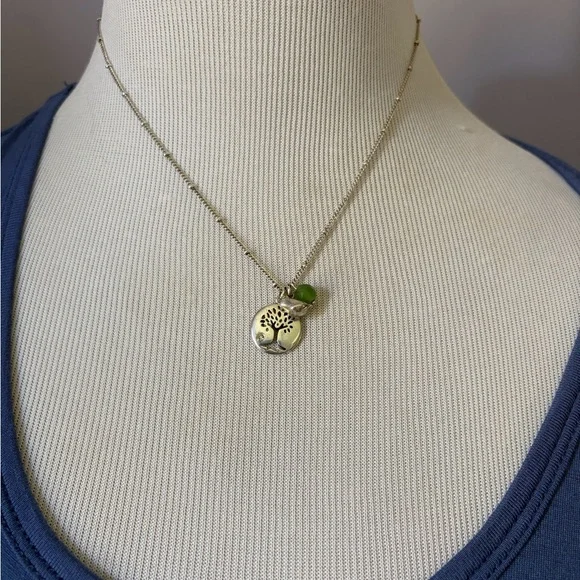 Fossil Tree of Life, necklace, Silver tone - Picture 1 of 6